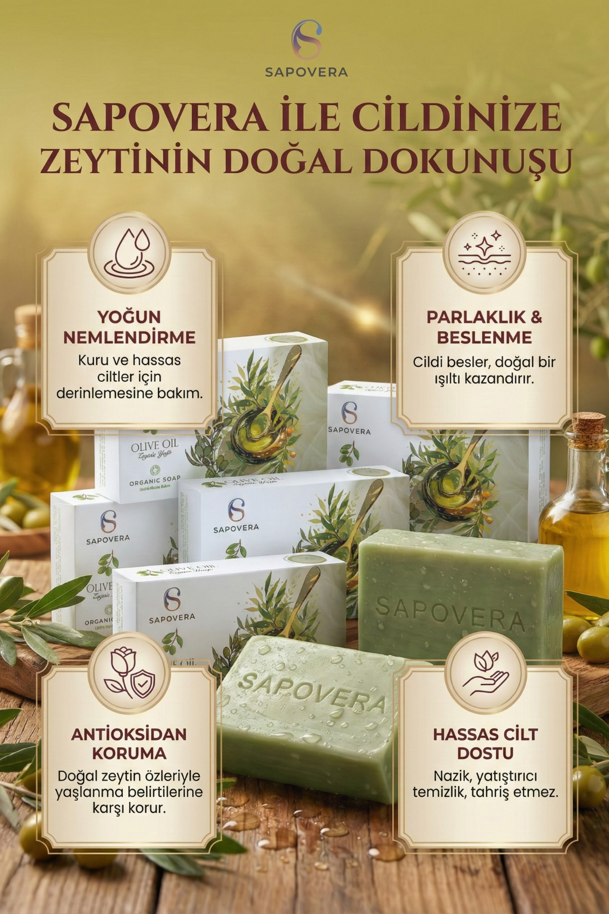 Sapovera Doğal Zeytinyağı Sabunu – 100 gr