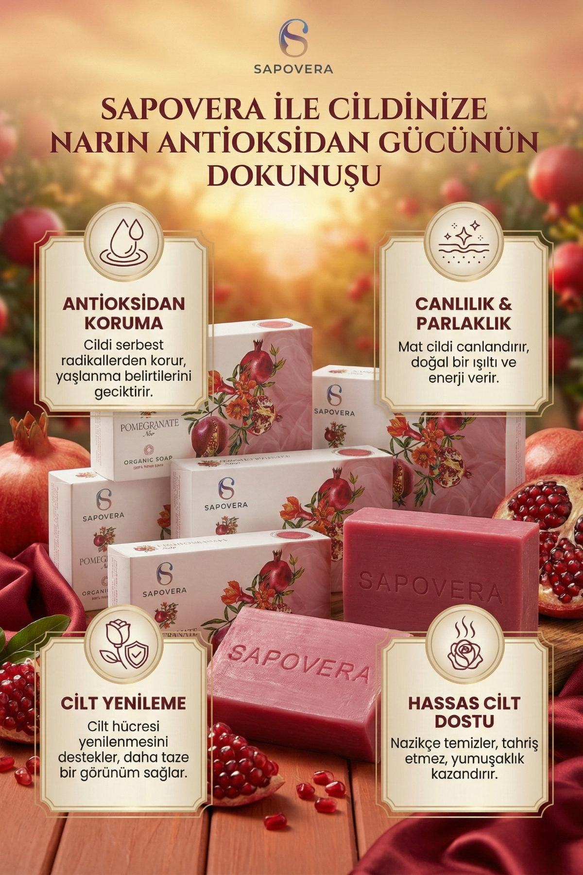 Sapovera Doğal Nar Sabunu – 100 gr