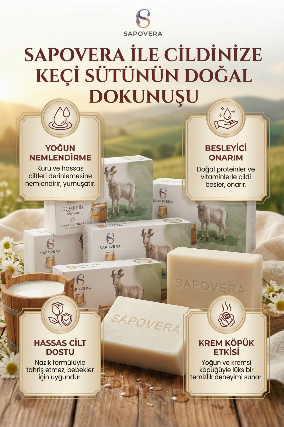 Sapovera Doğal Keçi Sütü Sabunu – 100 gr