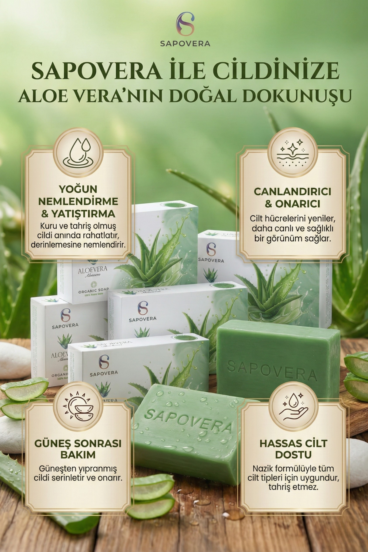 Sapovera Doğal Aloe Vera Sabunu – 100 gr