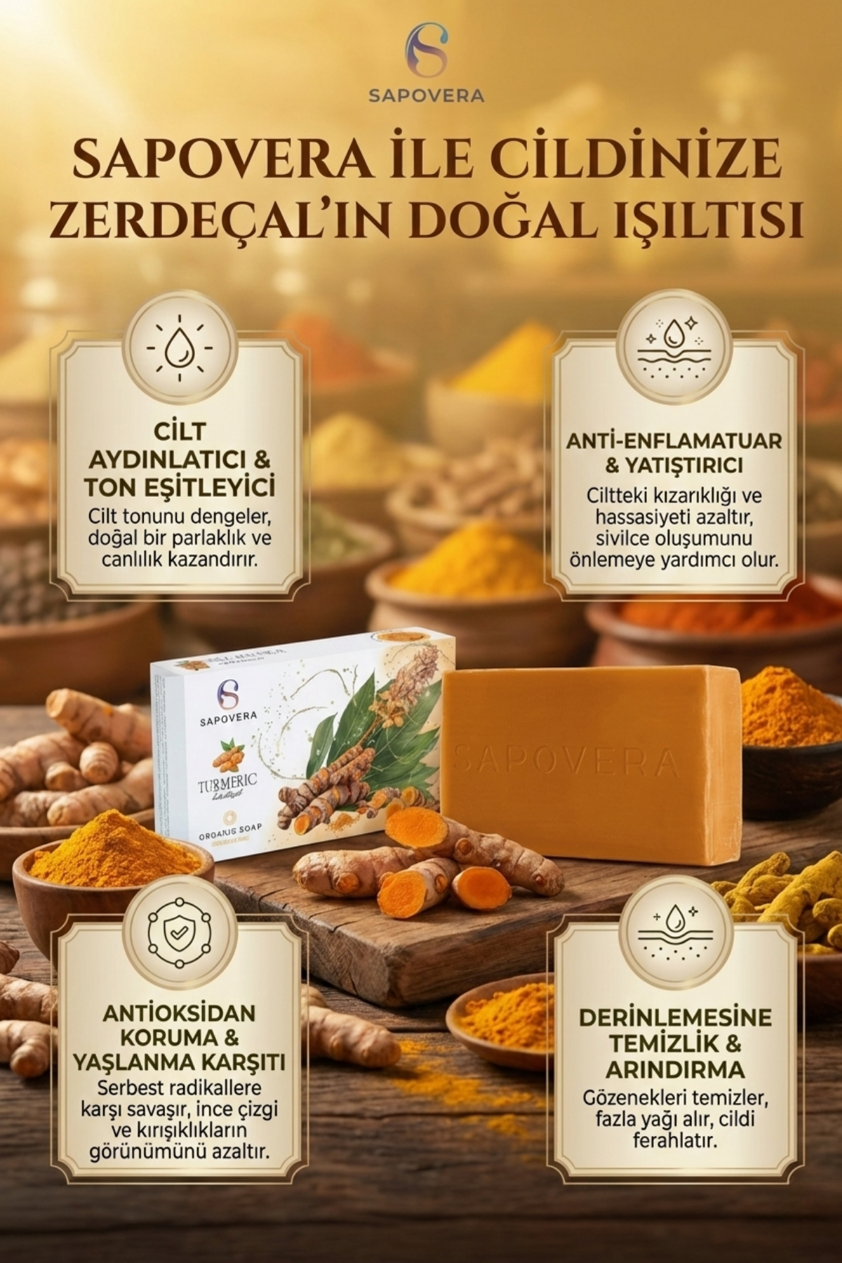 Sapovera Doğal Zerdaçal Sabunu – 100 gr