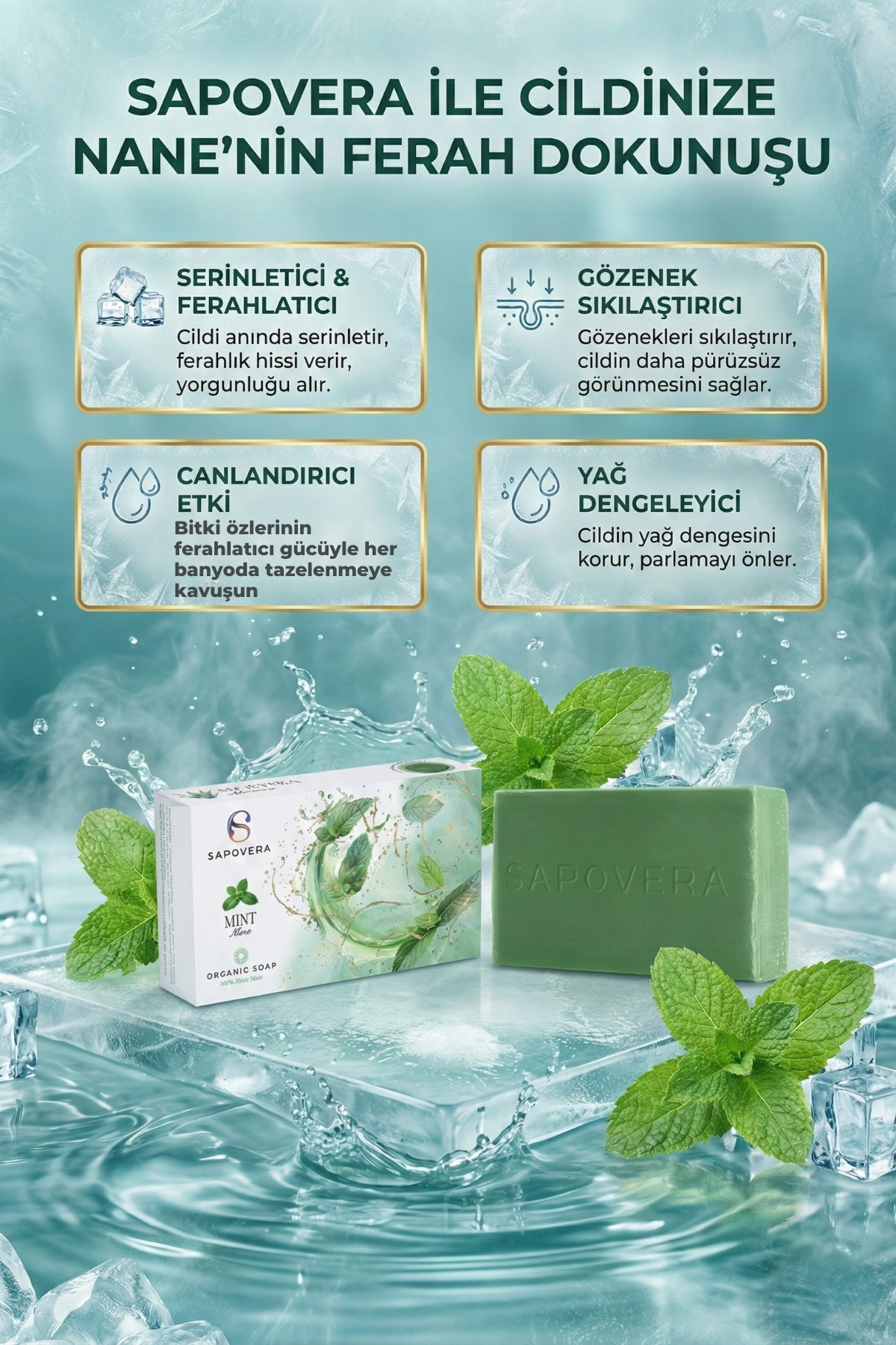 Sapovera Doğal Nane Sabunu - 100 gr