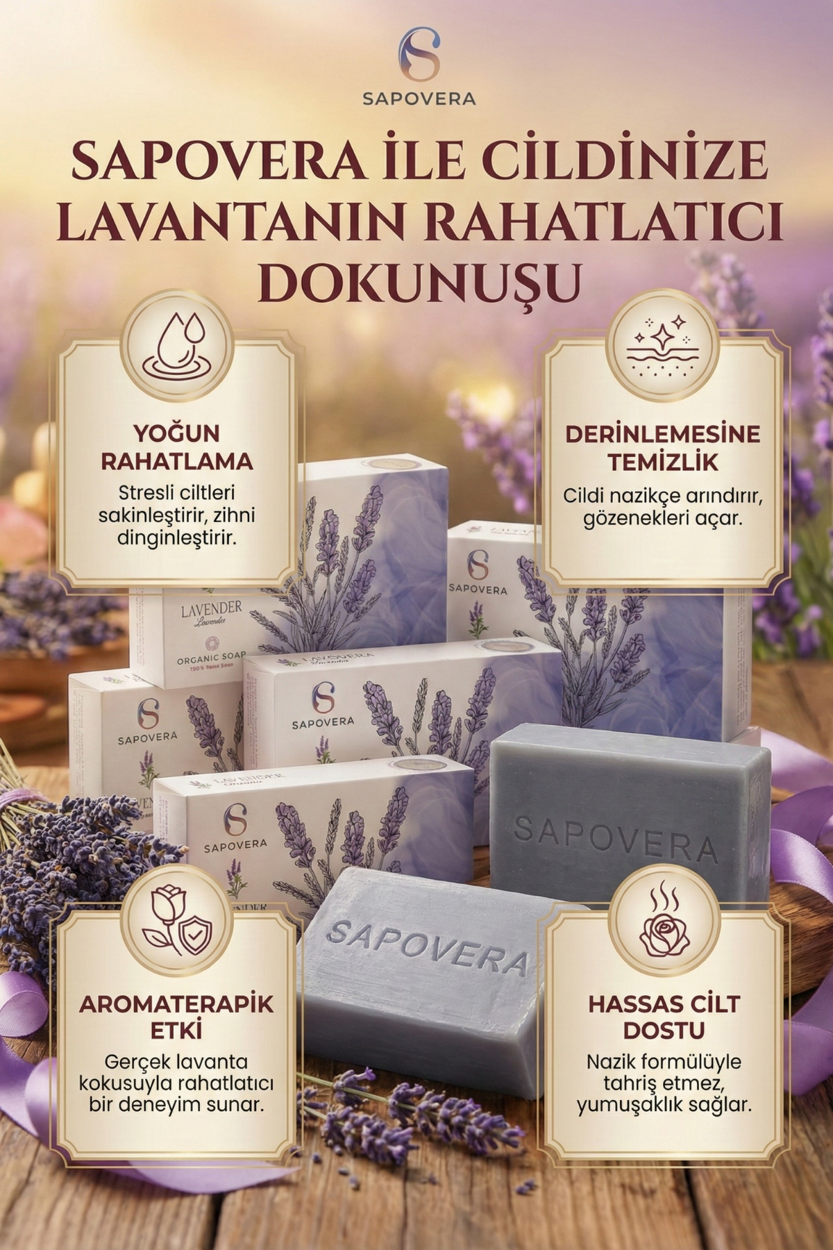 Sapovera Doğal Lavanta Sabunu – 100 gr