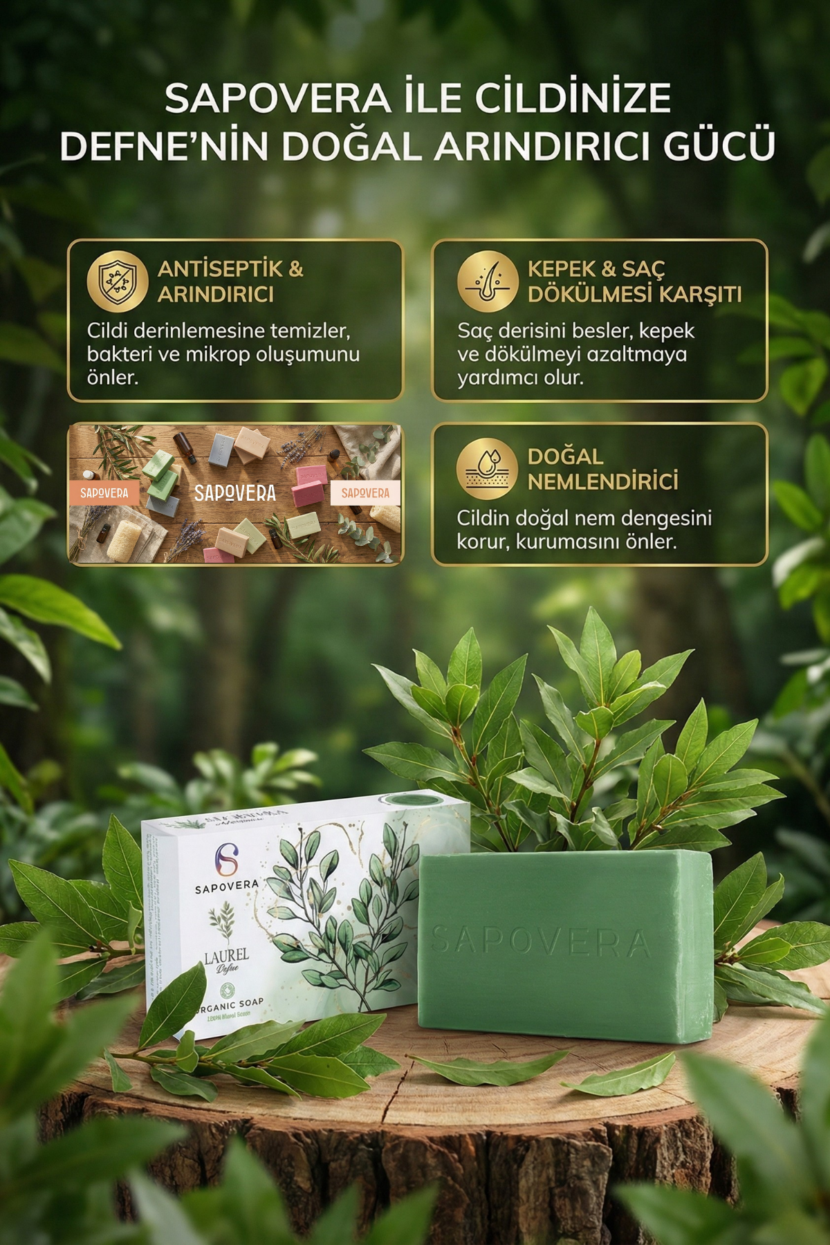 Sapovera Doğal Defne Sabunu - 100 gr