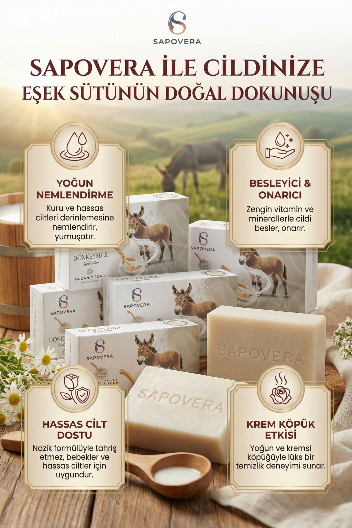 Sapovera Doğal Eşek Sütü Sabunu – 100 gr